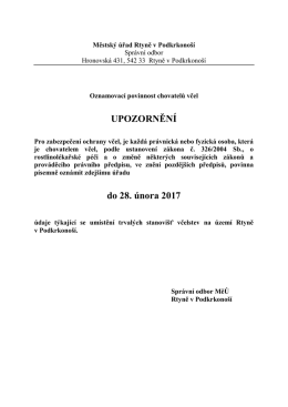 Oznamovací povinnost chovatelů včel
