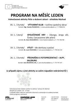 program na měsíc leden - Péče o duševní zdraví