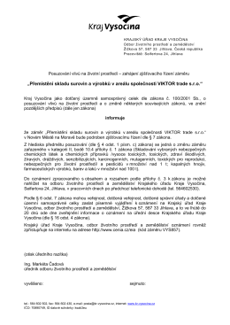 zahájení zjišťovacího řízení záměru