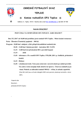 OKRESNÍ FOTBALOVÝ SVAZ TEPLICE Komise rozhodčích