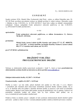 DRAŽEBNÍ VYHLÁŠKU PRO ELEKTRONICKOU DRAŽBU