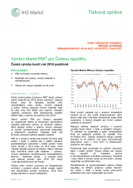 Výrobní Markit PMI pro Českou republiku – 1701