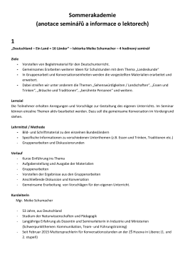 Sommerakademie (anotace seminářů a informace o