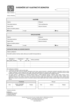 evidenčn&iacute; list vlastnictv&iacute; jednotek
