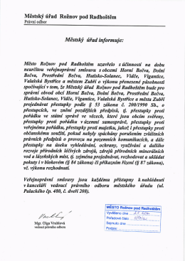 Informace - veřejnoprávní smlouvy