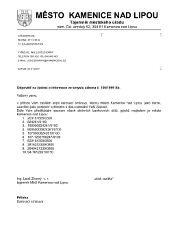 Žádost o informace - Město Kamenice nad Lipou