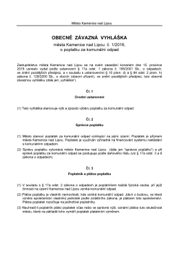 obecně závazná vyhláška - Město Kamenice nad Lipou