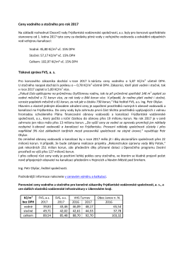 Ceny vodného a stočného pro rok 2017 Tisková zpráva FVS, a. s.