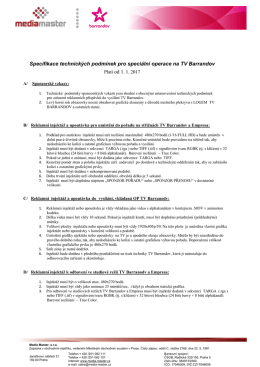 Technick&eacute; podm&iacute;nky pro rok 2017.