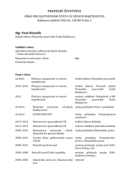 PROFESNÍ ŽIVOTOPIS ÚŘAD PRO ZASTUPOVÁNÍ STÁTU VE