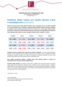 Informace finančního úřadu pro Jihomoravský kraj