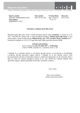 Spisov&aacute; značka Na&scaron;e značka Vyřizuje/linka Brno dne 3850/OSC
