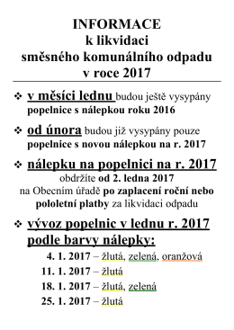 Informace k likvidaci směsného komunálního odpadu