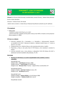 komuniké č. 1/2017 ze zasedání vv ofs klatovy 3.1.2017