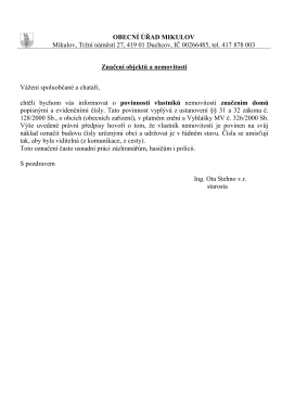 Značen&iacute; objektů a budov