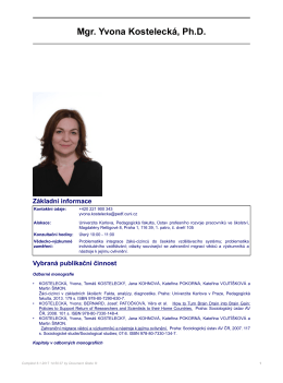 Mgr. Yvona Kosteleck&aacute;, Ph.D. - &Uacute;stav profesn&iacute;ho rozvoje pracovn&iacute;ků