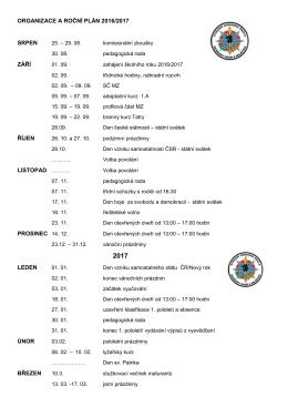 organizace a roční plán 2016/2017 srpen září říjen prosinec 14. 12