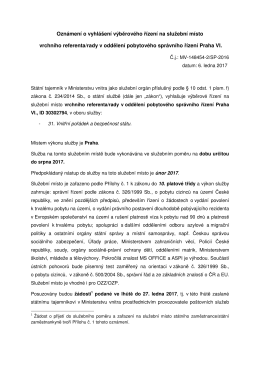 Ozn&aacute;men&iacute; o vyhl&aacute;&scaron;en&iacute; v&yacute;b rov&eacute;ho &iacute;zen&iacute; na služebn&iacute; m&iacute;sto vrchn&iacute;ho