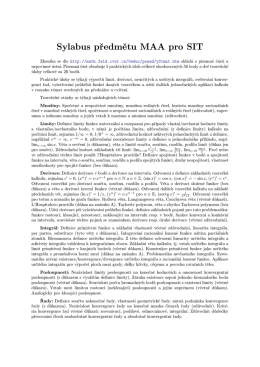 Sylabus předmětu MAA pro SIT