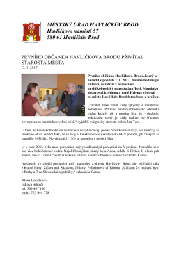 prvního občánka havlíčkova brodu přivítal starosta