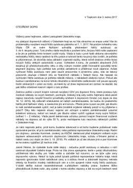 V Teplicích dne 3. ledna 2017 OTEVŘENÝ DOPIS Vážený pane