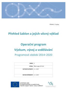 Přehled šablon a jejich věcný výklad Operační program