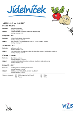 09.01.2017 13.01.2017 od do Ponděl&iacute; 9.1.2017 &Uacute;ter&yacute; 10.1.2017