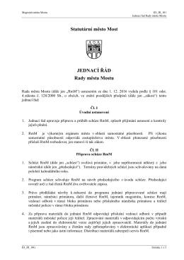 Statutární město Most JEDNACÍ ŘÁD Rady města Mostu