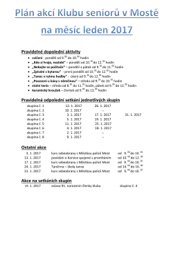 Plán akcí Klubu seniorů v Mostě