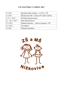 CO N&Aacute;S ČEK&Aacute; V LEDNU 2017