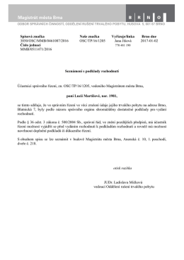 Spisová značka Naše značka Vyřizuje/linka Brno dne 3850/OSC