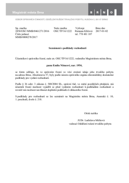 Sp. značka Na&scaron;e značka Vyřizuje Brno dne 3850/OSC/MMB
