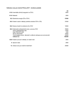 Struktura položek kalkulace stočn&eacute;ho 2017