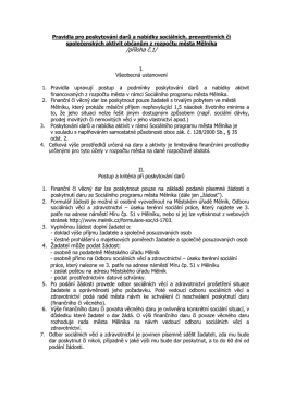 Pravidla pro poskytování darů a aktivit občanům z rozpočtu