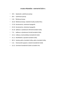 SYLABUS PŘEDN&Aacute;&Scaron;EK &ndash; KONTAKTN&Iacute; ČOČKY II. &bull; 19.9