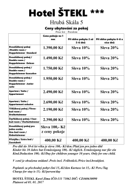 Ceník ubytování na rok 2017 ke stažení zde.