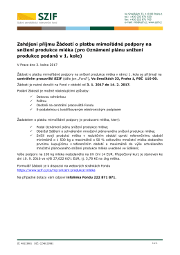 Zahájení příjmu Žádostí o platbu mimořádné podpory na snížení