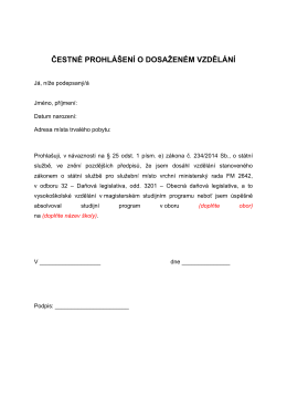 Čestné prohlášení o vzděláníPDF