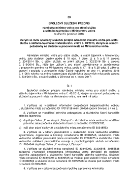 Společný služební předpis č. 50/2016 náměstka ministra vnitra pro