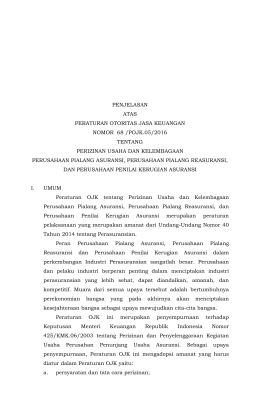PENJELASAN ATAS PERATURAN OTORITAS JASA KEUANGAN