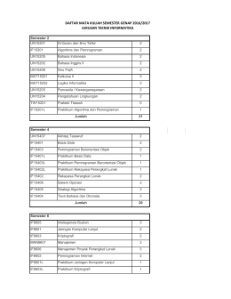 daftar mata kuliah semester genap 2016/2017 jurusan teknik