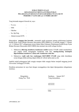 SURAT PERNYATAAN KESANGGUPAN MENTAATI PERATURAN