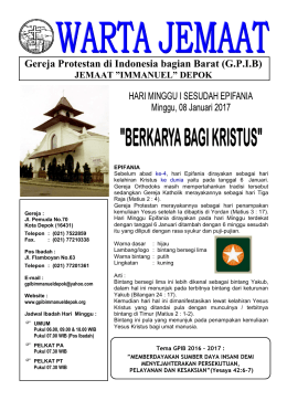 cover warta jemaat - GPIB Immanuel Depok
