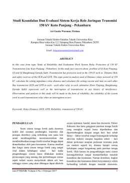 Studi Keandalan Dan Evaluasi Sistem Kerja Rele