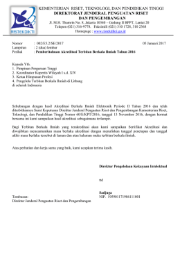 Surat Pemberitahuan Akreditasi Terbitan Berkala Ilmiah