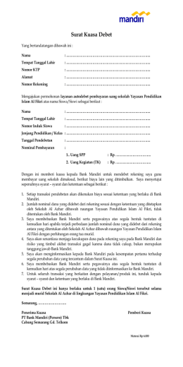 Surat Kuasa Debet