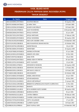 Daftar Nama Peserta Hasil Seleksi Akhir PCPM 32