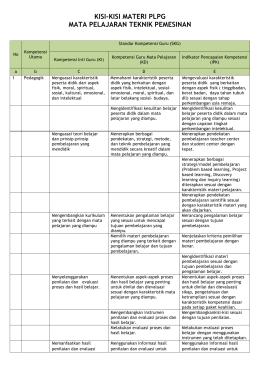 KISI-KISI MATERI PLPG MATA PELAJARAN TEKNIK PEMESINAN