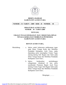 Uraian Tugas Sub Bagian Dan Seksi Pada Dinas Tenaga Kerja Dan