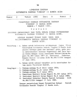 lembaran daerah kotai,iadya daerah tingkat ii banda aceh